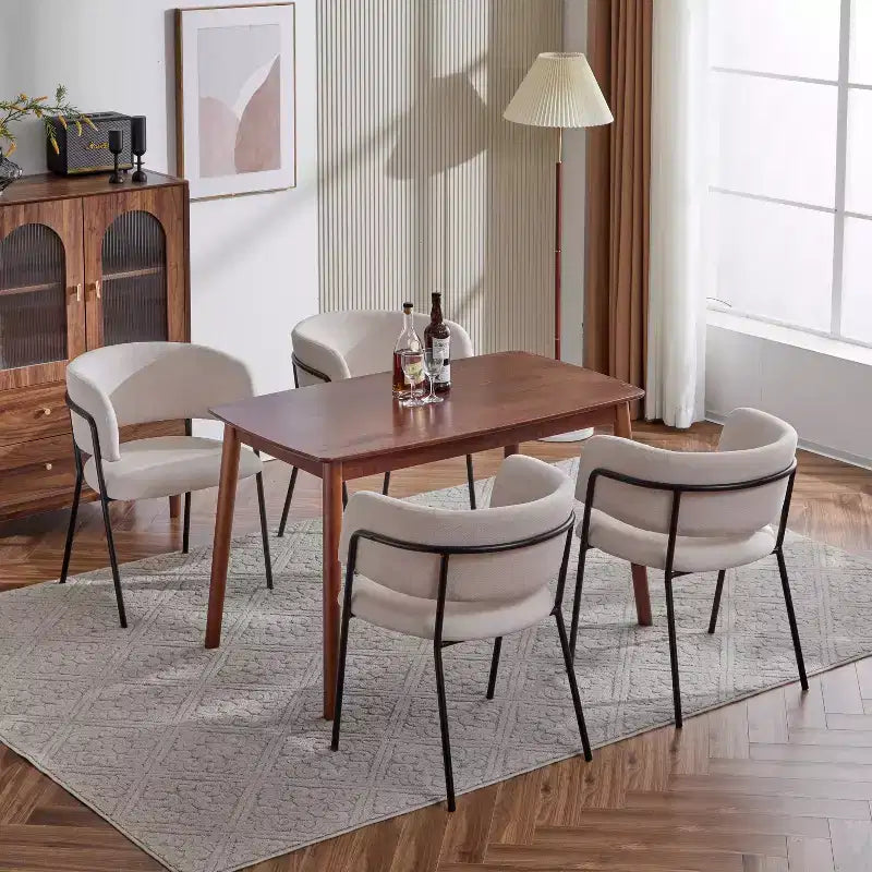 Lot de 4 chaises de salle à manger modernes rembourrées avec cadre en métal