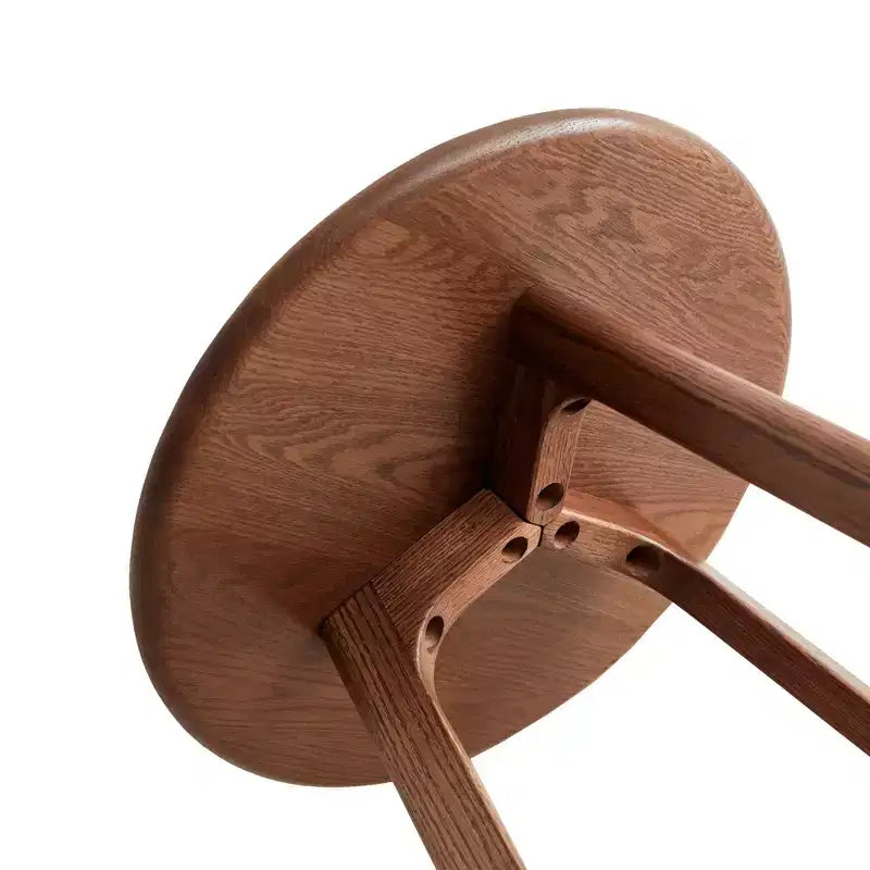 Table d'appoint ronde minimaliste à trois pieds en chêne massif de 50 cm de hauteur