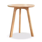 Table d'appoint ronde minimaliste à trois pieds en chêne massif de 50 cm de hauteur