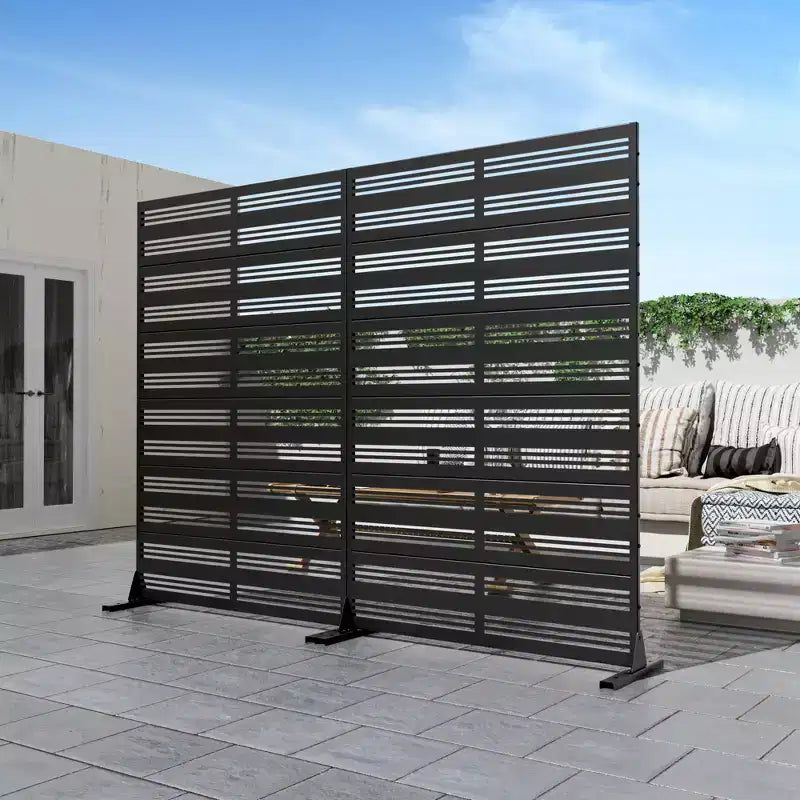 Harold Wide-One Narrow-Two B-Style Louvered Black Galvanized Steel Screen (6-Piece Set)