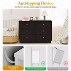 Commode à 6 tiroirs avec poignées en cristal et bande peinte pour chambre à coucher, salon, couloir