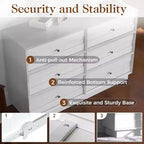 Commode à 6 tiroirs avec poignées en cristal et bande peinte pour chambre à coucher, salon, couloir