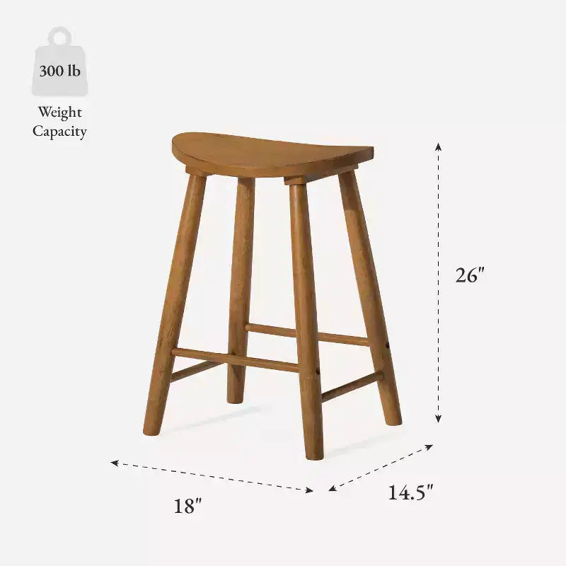 Tabouret de comptoir de cuisine en bois sans dossier Luna 26 po