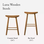 Tabouret de comptoir de cuisine en bois sans dossier Luna 26 po