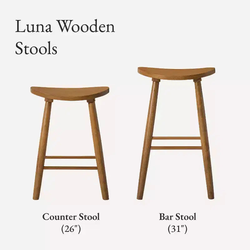 Tabouret de comptoir de cuisine en bois sans dossier Luna 26 po