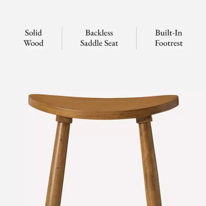 Tabouret de comptoir de cuisine en bois sans dossier Luna 26 po