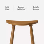 Tabouret de comptoir de cuisine en bois sans dossier Luna 26 po