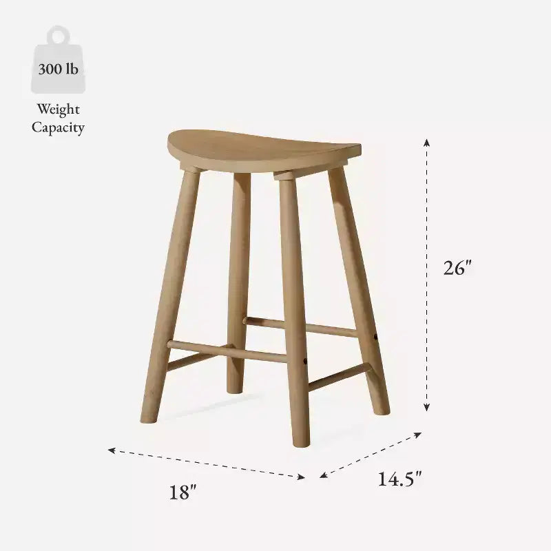 Tabouret de comptoir de cuisine en bois sans dossier Luna 26 po