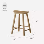 Tabouret de comptoir de cuisine en bois sans dossier Luna 26 po