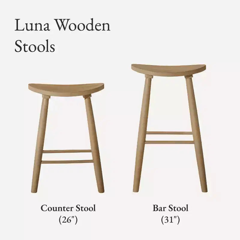 Tabouret de comptoir de cuisine en bois sans dossier Luna 26 po