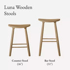 Tabouret de comptoir de cuisine en bois sans dossier Luna 26 po