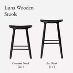 Tabouret de comptoir de cuisine en bois sans dossier Luna 26 po