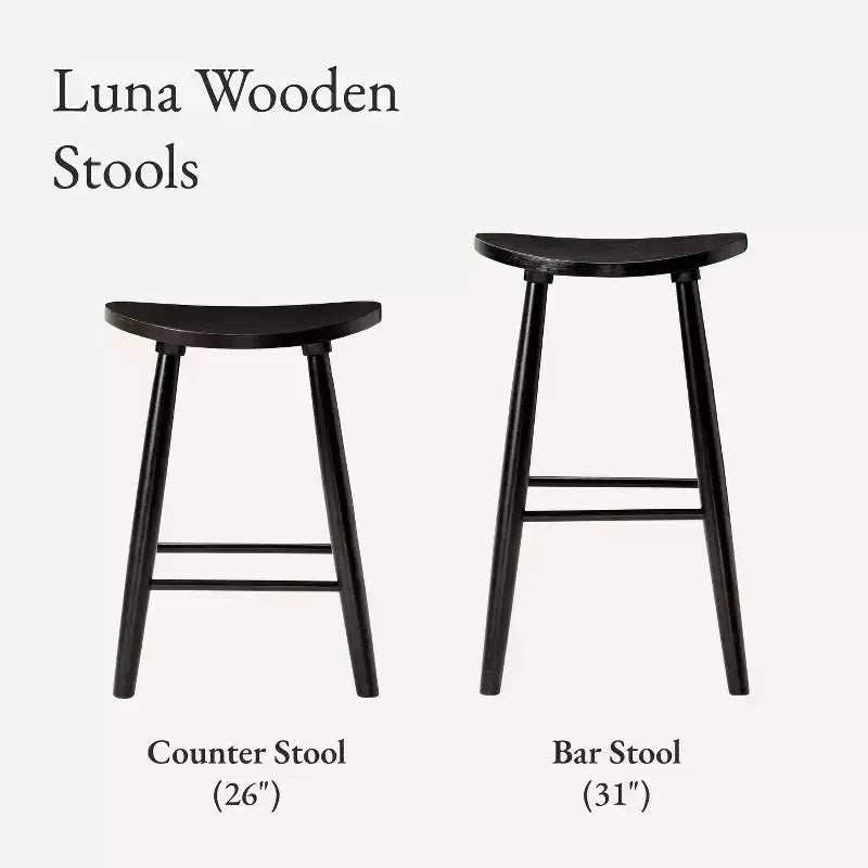Tabouret de comptoir de cuisine en bois sans dossier Luna 26 po