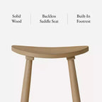 Tabouret de comptoir de cuisine en bois sans dossier Luna 26 po