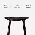 Tabouret de comptoir de cuisine en bois sans dossier Luna 26 po