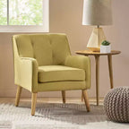 Okak Fabric Accent Chair Button-Tufted Club Chair with Comfy Upholstered Elegant Armchair with Birch Wood Legs for Living Room Bedroom