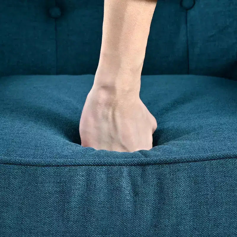 Fauteuil club en tissu capitonné avec pieds en bois de bouleau pour salon et chambre