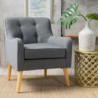 Fauteuil club en tissu capitonné avec pieds en bois de bouleau pour salon et chambre