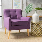 Fauteuil club en tissu capitonné avec pieds en bois de bouleau pour salon et chambre