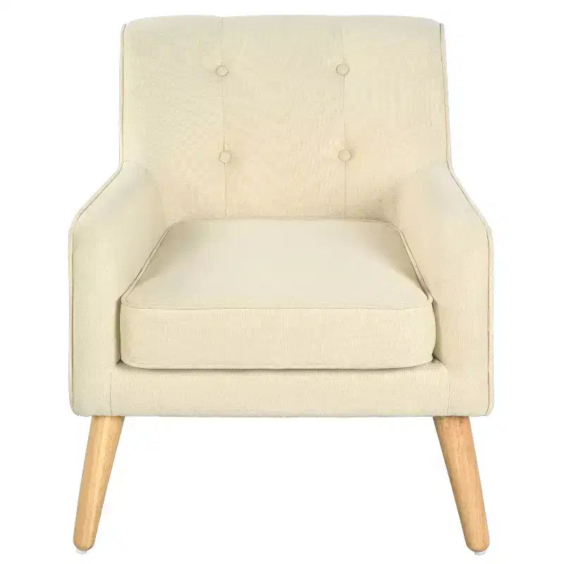 Fauteuil club en tissu capitonné avec pieds en bois de bouleau pour salon et chambre