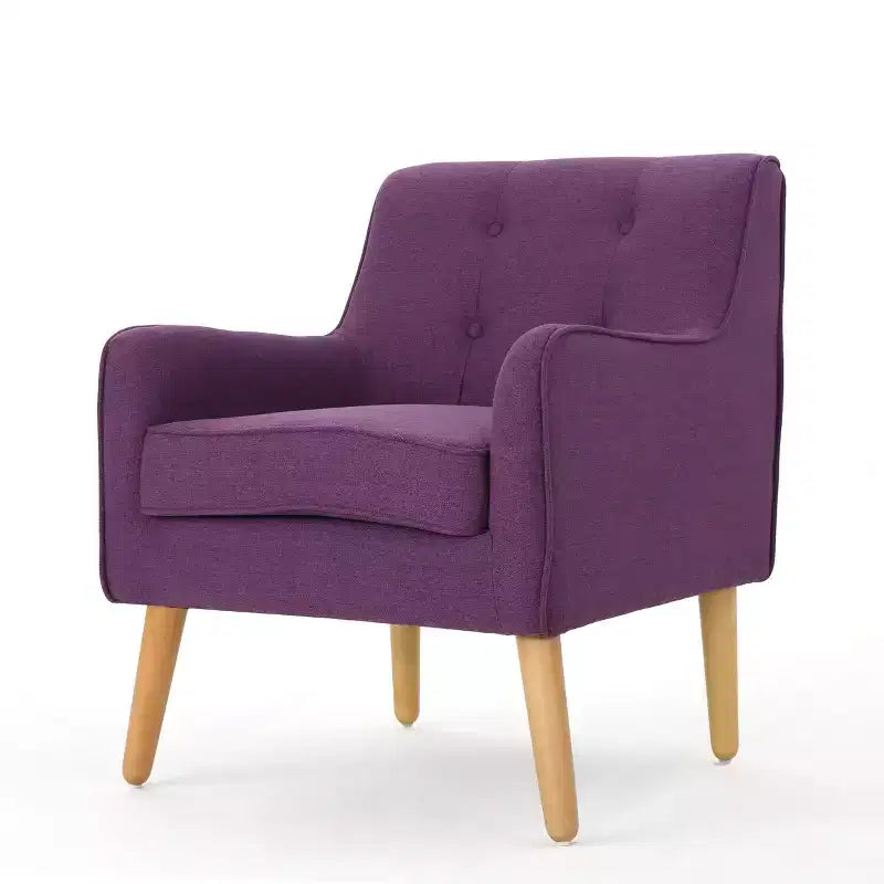 Fauteuil club en tissu capitonné avec pieds en bois de bouleau pour salon et chambre
