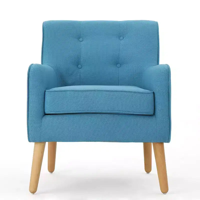Fauteuil club en tissu capitonné avec pieds en bois de bouleau pour salon et chambre