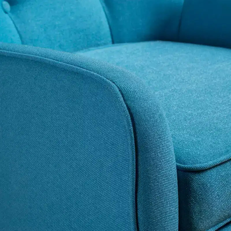 Fauteuil club en tissu capitonné avec pieds en bois de bouleau pour salon et chambre