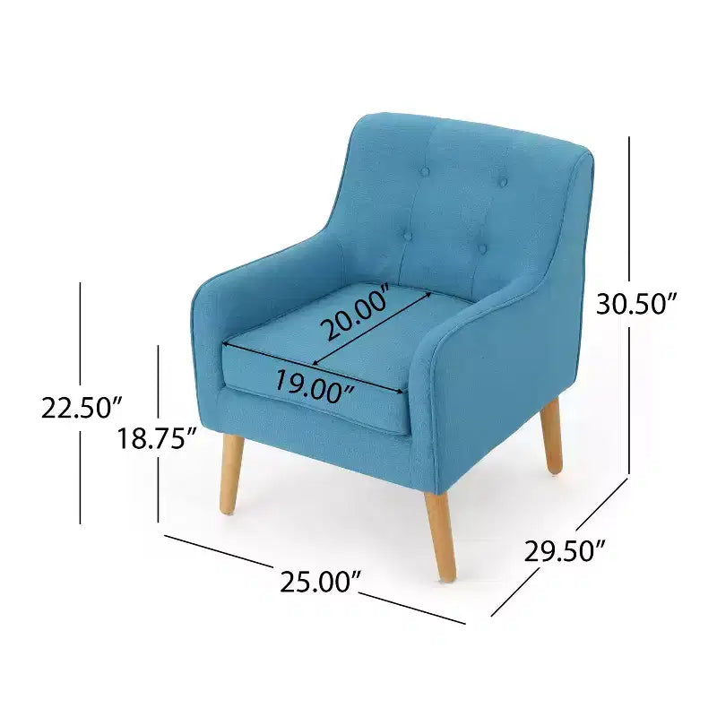 Fauteuil club en tissu capitonné avec pieds en bois de bouleau pour salon et chambre