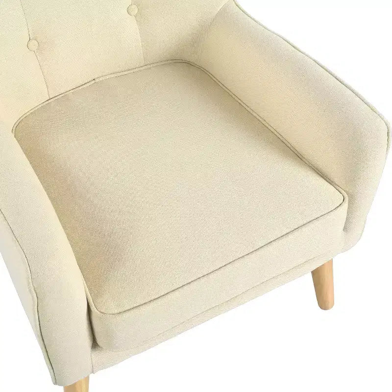Fauteuil club en tissu capitonné avec pieds en bois de bouleau pour salon et chambre