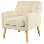 Fauteuil club en tissu capitonné avec pieds en bois de bouleau pour salon et chambre