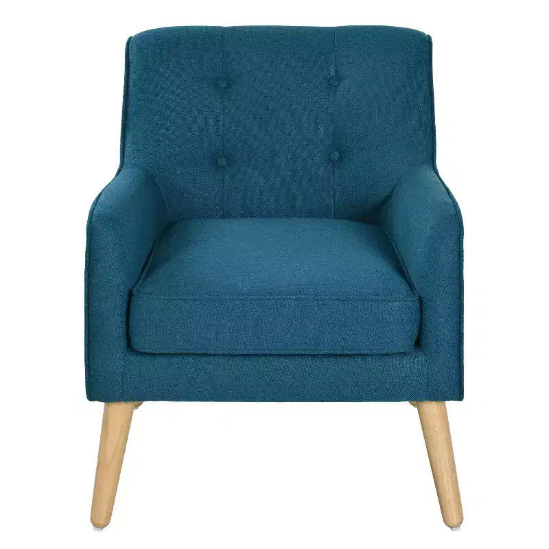 Fauteuil club en tissu capitonné avec pieds en bois de bouleau pour salon et chambre