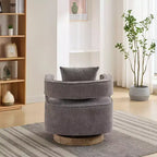 Fauteuil d'appoint pivotant à 360° à dossier ouvert avec base en bois vieilli pour salon