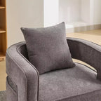 Fauteuil d'appoint pivotant à 360° à dossier ouvert avec base en bois vieilli pour salon