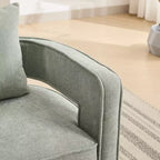 Fauteuil d'appoint pivotant à 360° à dossier ouvert avec base en bois vieilli pour salon