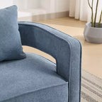 Fauteuil d'appoint pivotant à 360° à dossier ouvert avec base en bois vieilli pour salon