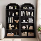 Bibliothèque 5 étagères, bibliothèque arquée 182 cm, étagère de rangement style ferme, étagères en bois pour bureau, salon