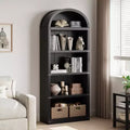 Bookcase 5 Shelf Arched Bookshelf 71.65in Tall Bookcase Farmhouse Display Storage Rack Wooden Bookshelves for Home Office, Living Room