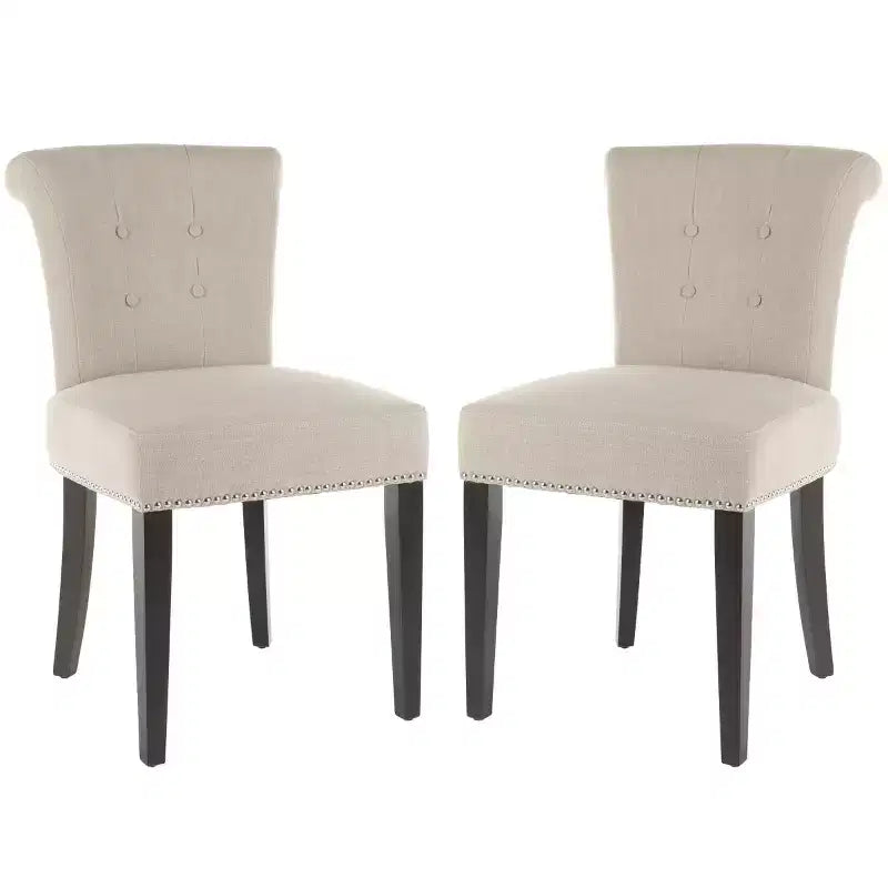 Lot de 2 chaises de bureau pivotantes Mid-Century Modern avec roulettes, crème