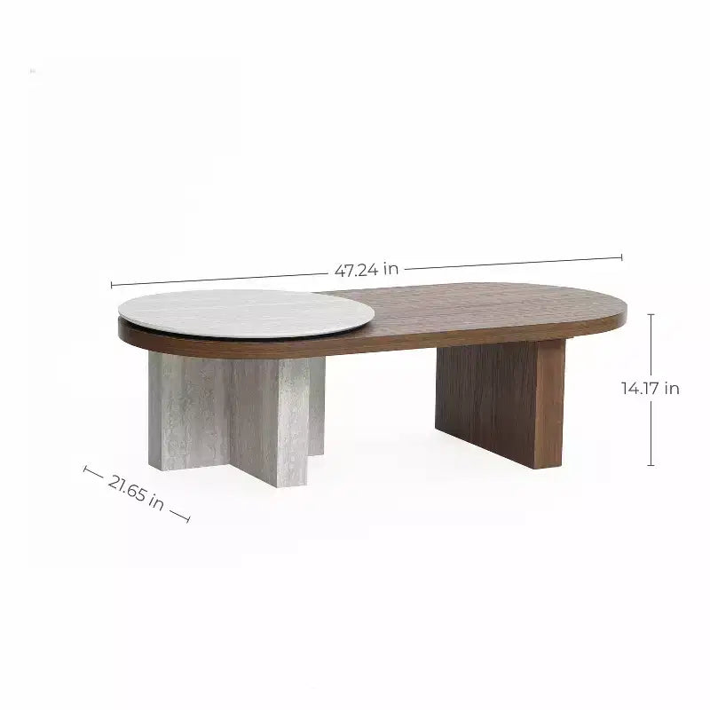Table à manger ronde de 36 po, gris/acajou