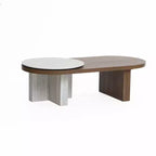Table à manger ronde de 36 po, gris/acajou