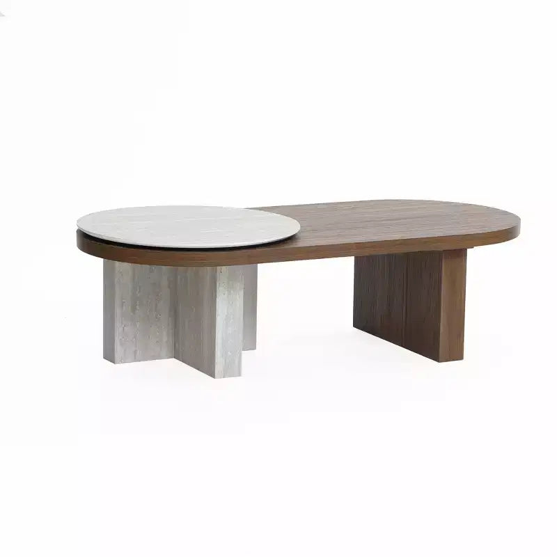 Table à manger ronde de 36 po, gris/acajou