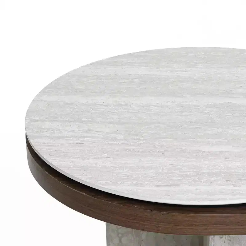 Table à manger ronde de 36 po, gris/acajou