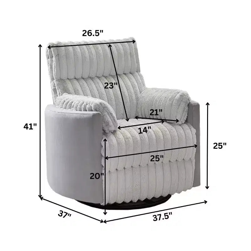 Fauteuil inclinable manuel en velours côtelé à grosses côtes