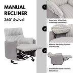 Fauteuil inclinable manuel en velours côtelé à grosses côtes