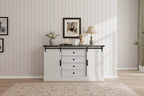 Farmhouse 4 Drawer Dresser, 59 Wood Dressers with Sliding Barn Doors, TV Stand with Drawers & Bar Handles, Chests of Drawers for Living Room, Bedroom