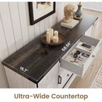 Console dorée 43", plateau en faux marbre blanc – Table d'appoint moderne pour couloir et entrée
