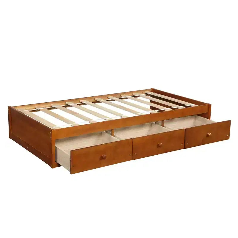 Lit plateforme jumeau avec 3 tiroirs de rangement