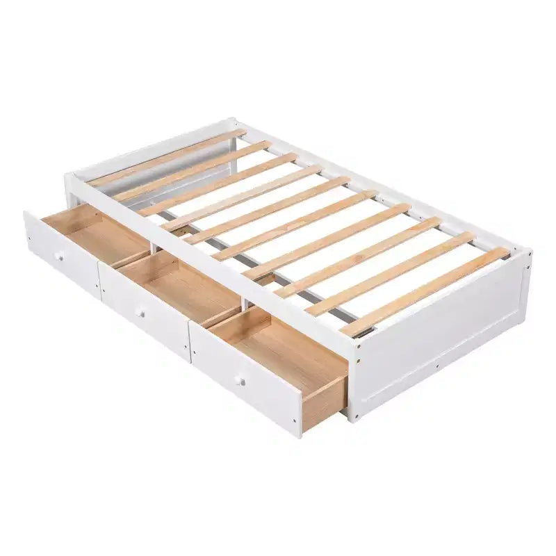 Lit plateforme jumeau avec 3 tiroirs de rangement