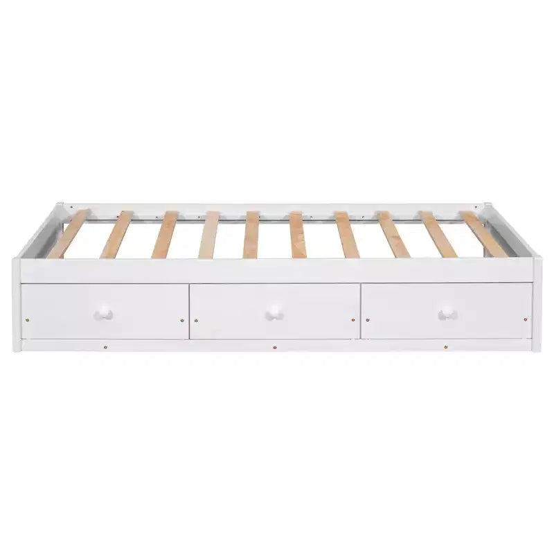 Lit plateforme jumeau avec 3 tiroirs de rangement
