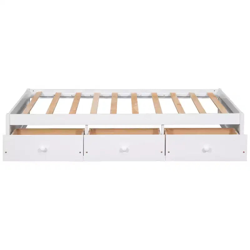 Lit plateforme jumeau avec 3 tiroirs de rangement